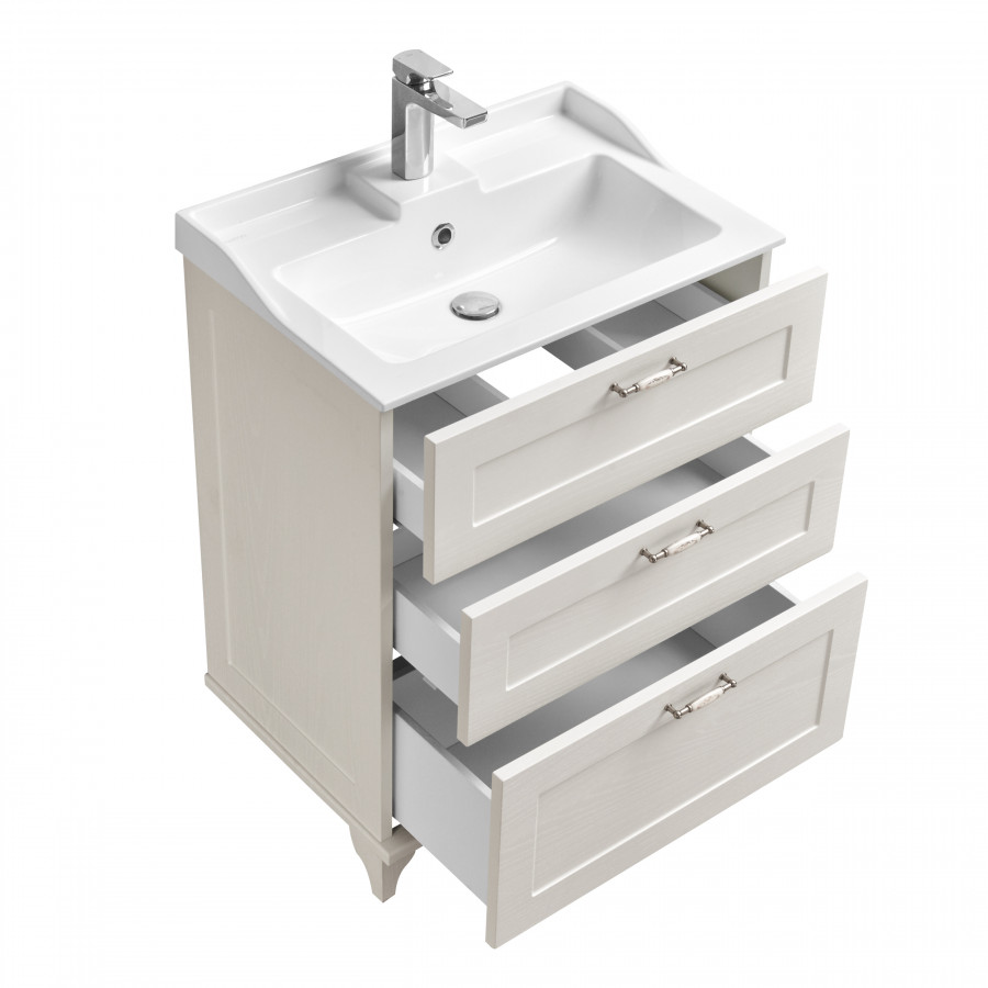 Тумба ЛЕОН 65 H, дуб белый (под раковину ФАБИА 65)