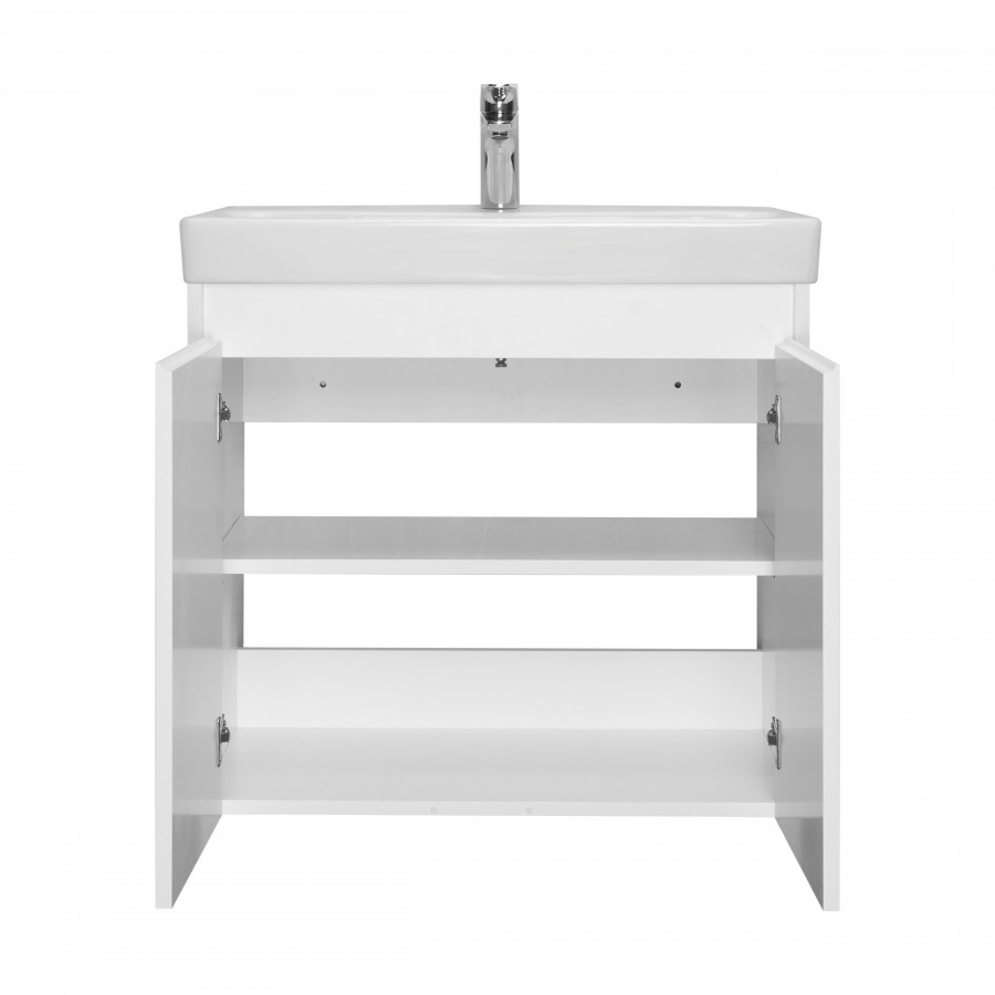 Тумба СКАНДИ DOORS 70, универс., 2 дв., белый глянец/белый матовый (под раковину АДРИАНА 70)