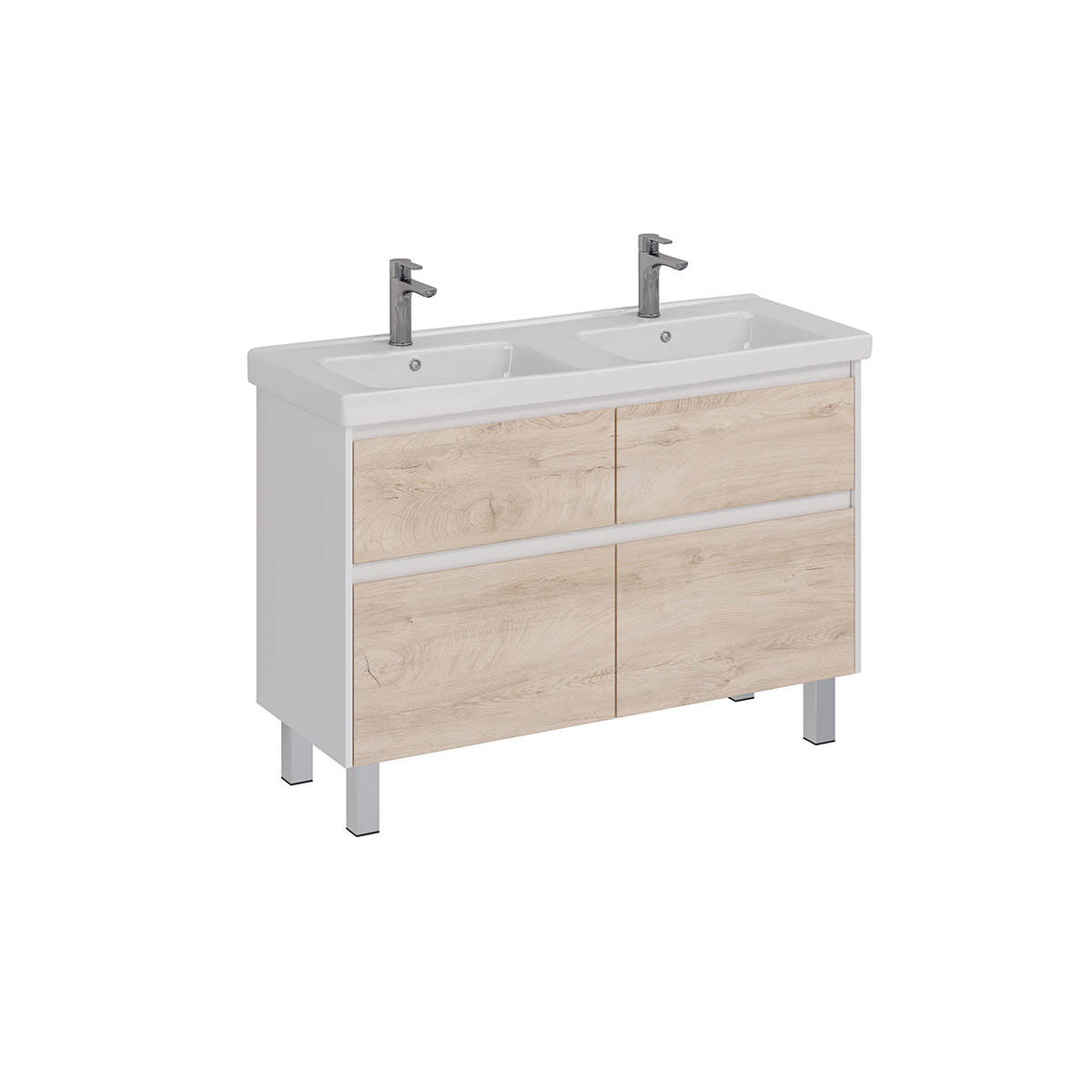 Тумба Lemark COMBI 125 см под 2 раковины, подвесная/напольная,4 ящика, цвет фасада: Дуб кантри, цвет