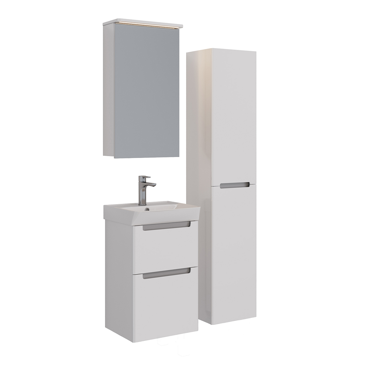 Шкаф зеркальный Lemark ZENON 45х80 см 1 дверный, петли слева, с козырьком-подсветкой, с розеткой, цв