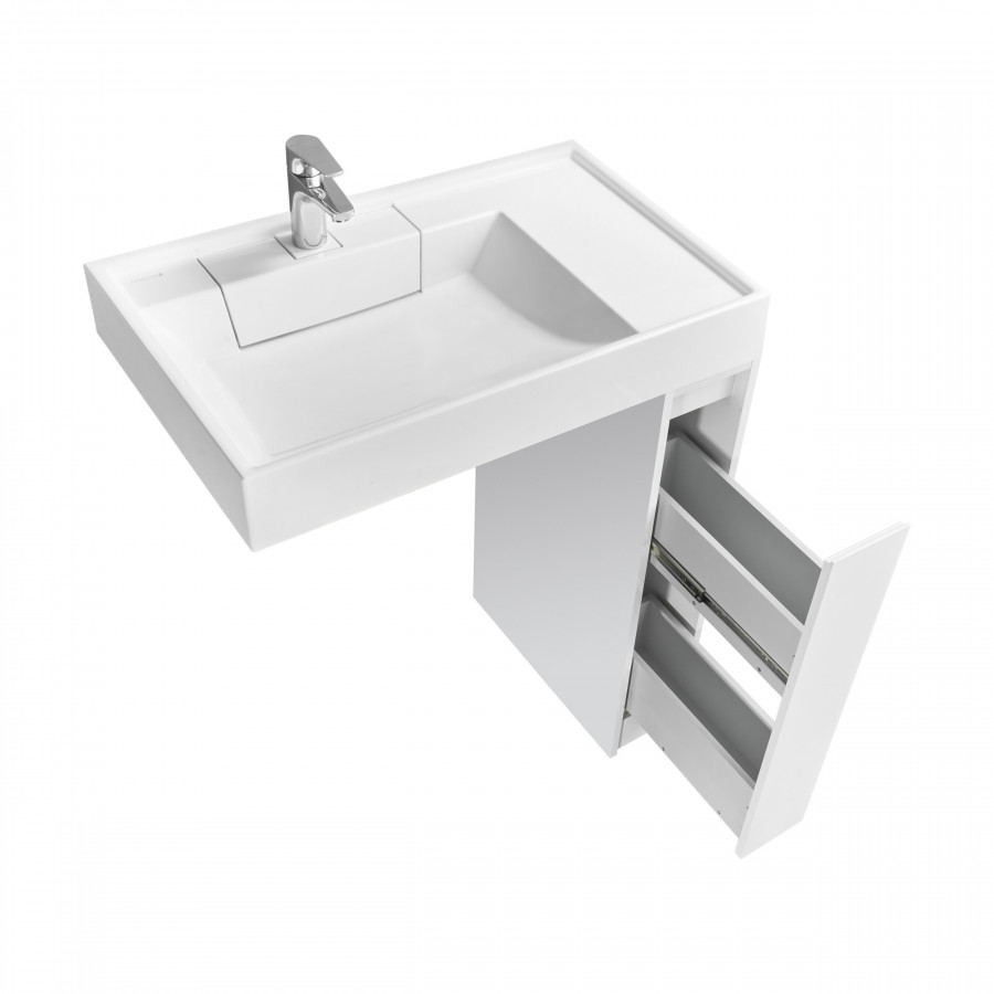 Тумба ЛОНДРИ 80 под с/маш 20, белая (под раковину РЕЙН 80)