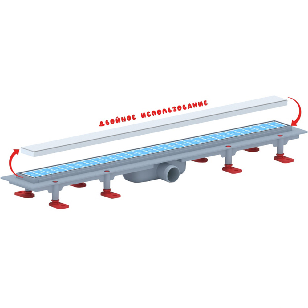 Трап линейный  пластиковый АНИ Пласт TLQ1075 DN40 с сухим затвором и матовой решёткой под плитку МОЛ 750х62 мм