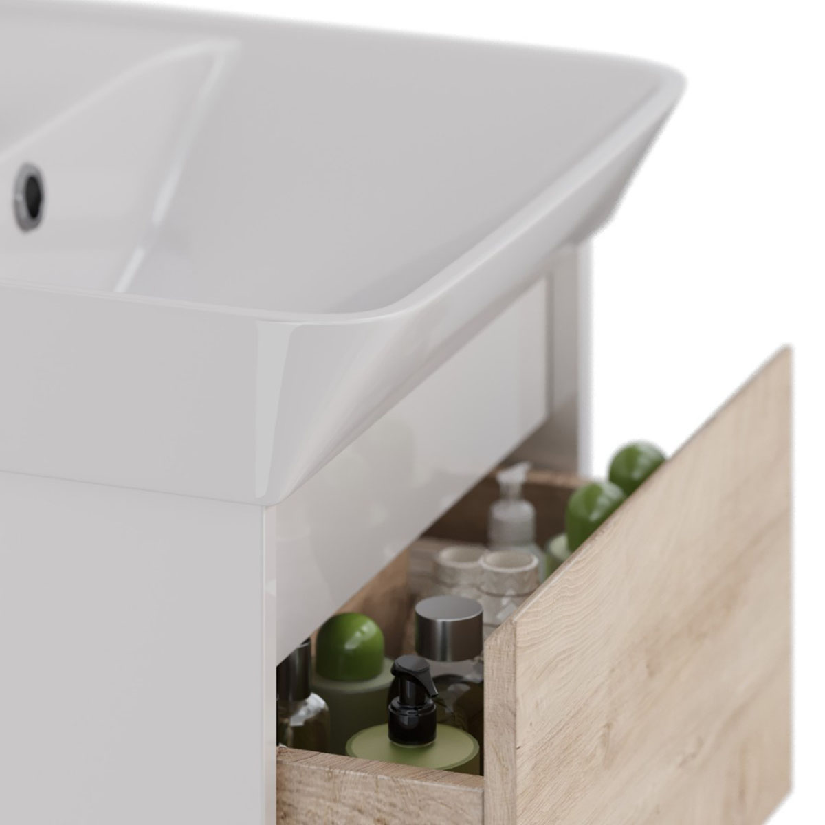 Тумба Lemark COMBI 50 см под 1 раковину, подвесная/напольная, 2 ящика, цвет фасада: Дуб кантри, цвет