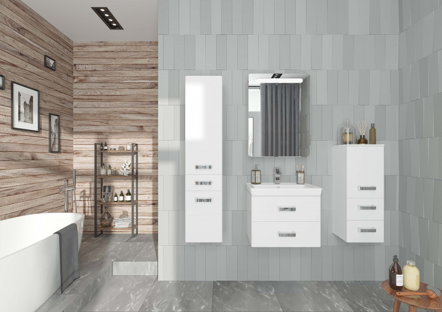 Шкаф-колонна АМЕРИНА 34, подвесная, белая