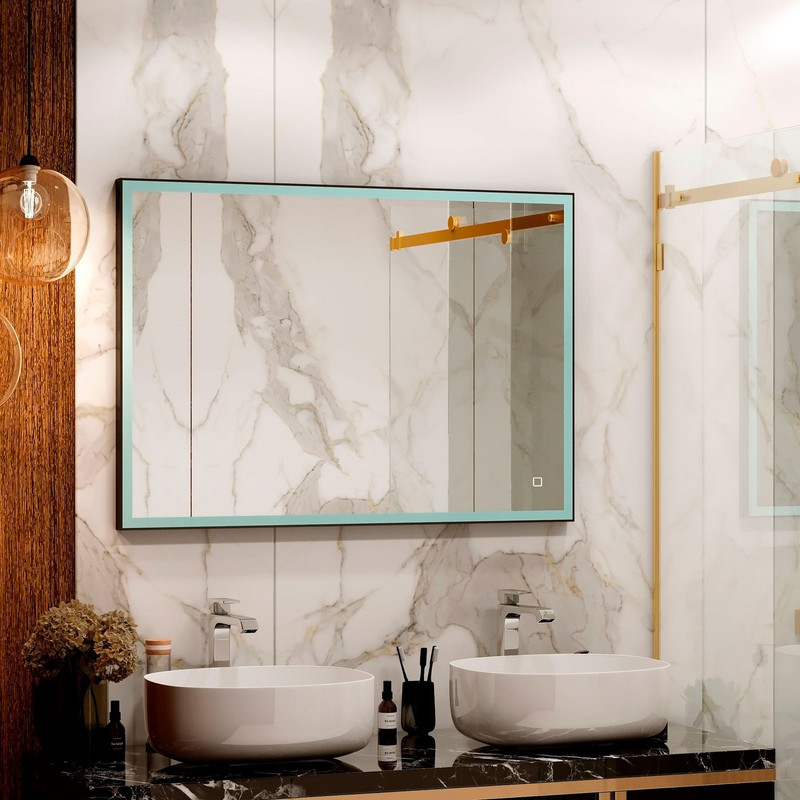 Зеркало Solid Black 900x700, реверсивное крепление