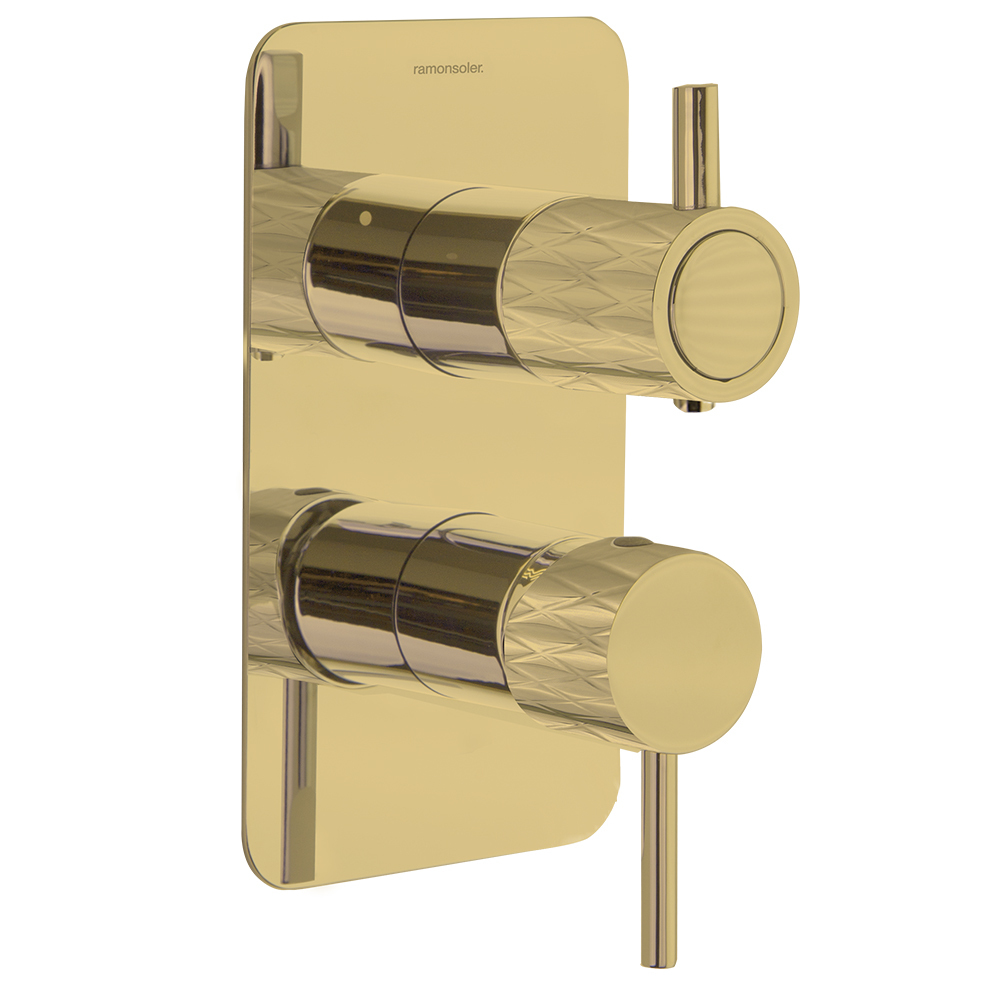 Встраиваемый смеситель для душа ODISEA JOYA 591512SOC золото брашированное на 2 выхода 