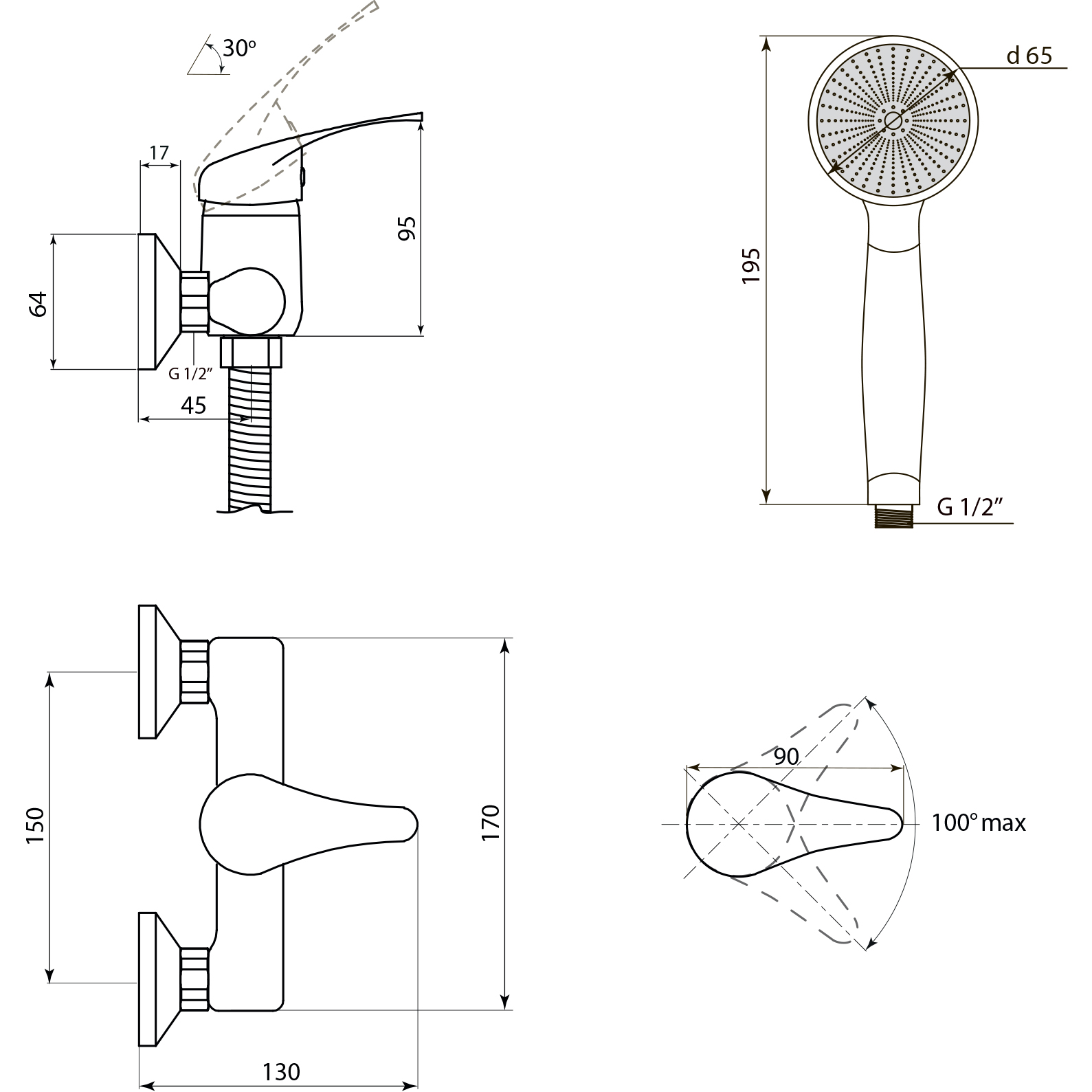 Смеситель для душа СЛАВЕН Прораб СЛ-ОД-П40 хром