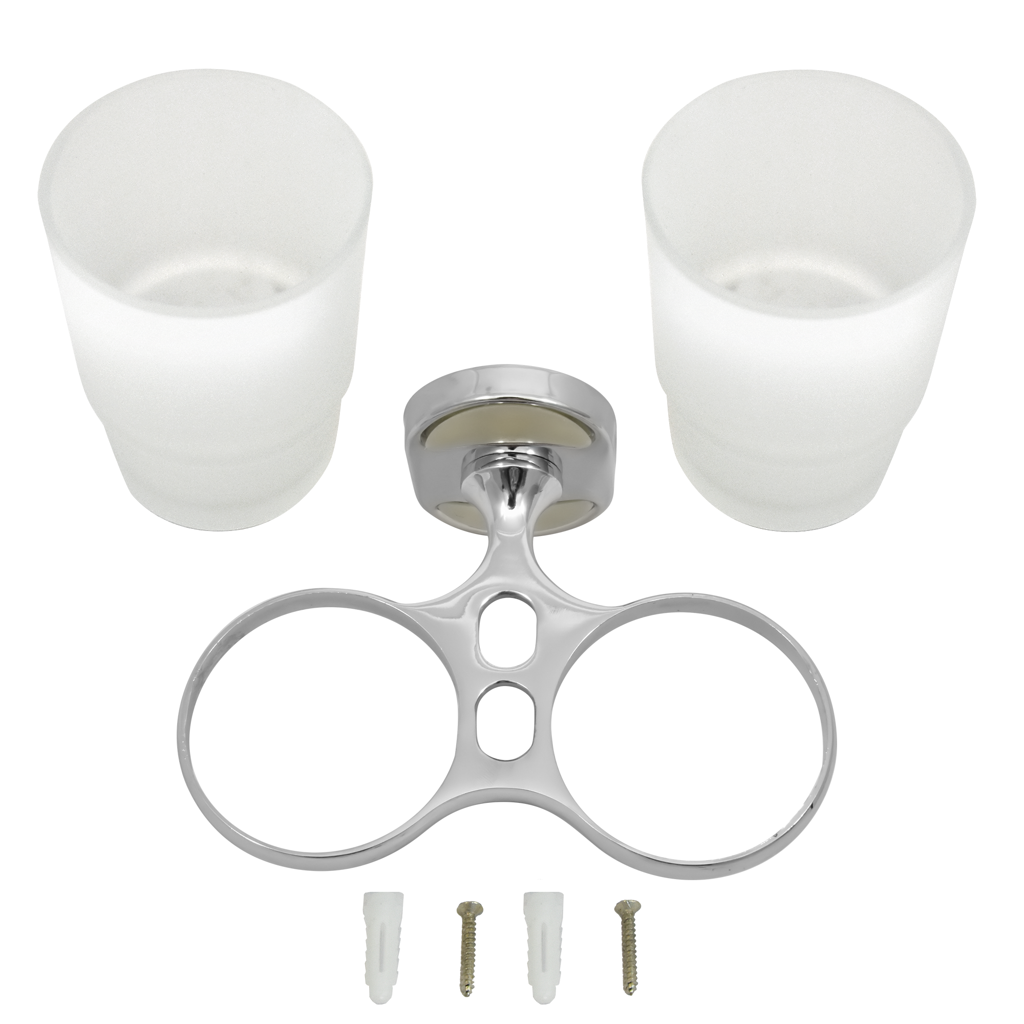 Подстаканник двойной "Solinne", хром, стекло-сатин, Коллекция Element