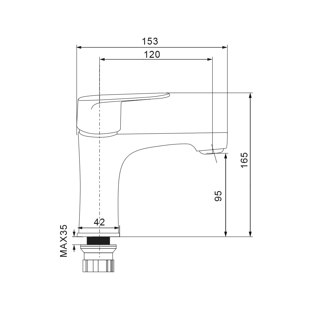 Смеситель для раковины черный NOVA, NOV03-210Black