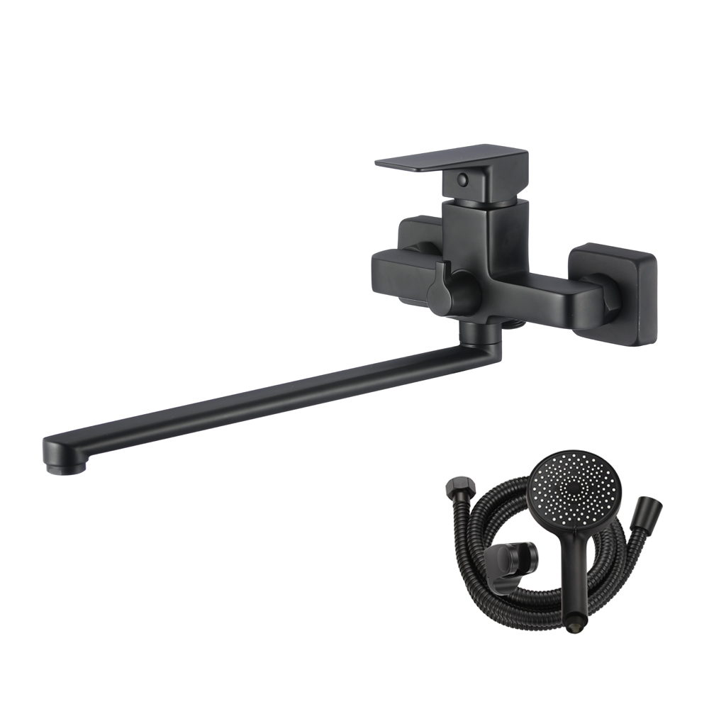 Смеситель для ванны с длинным изливом черный NARCIS, NAR06-320BL-25221