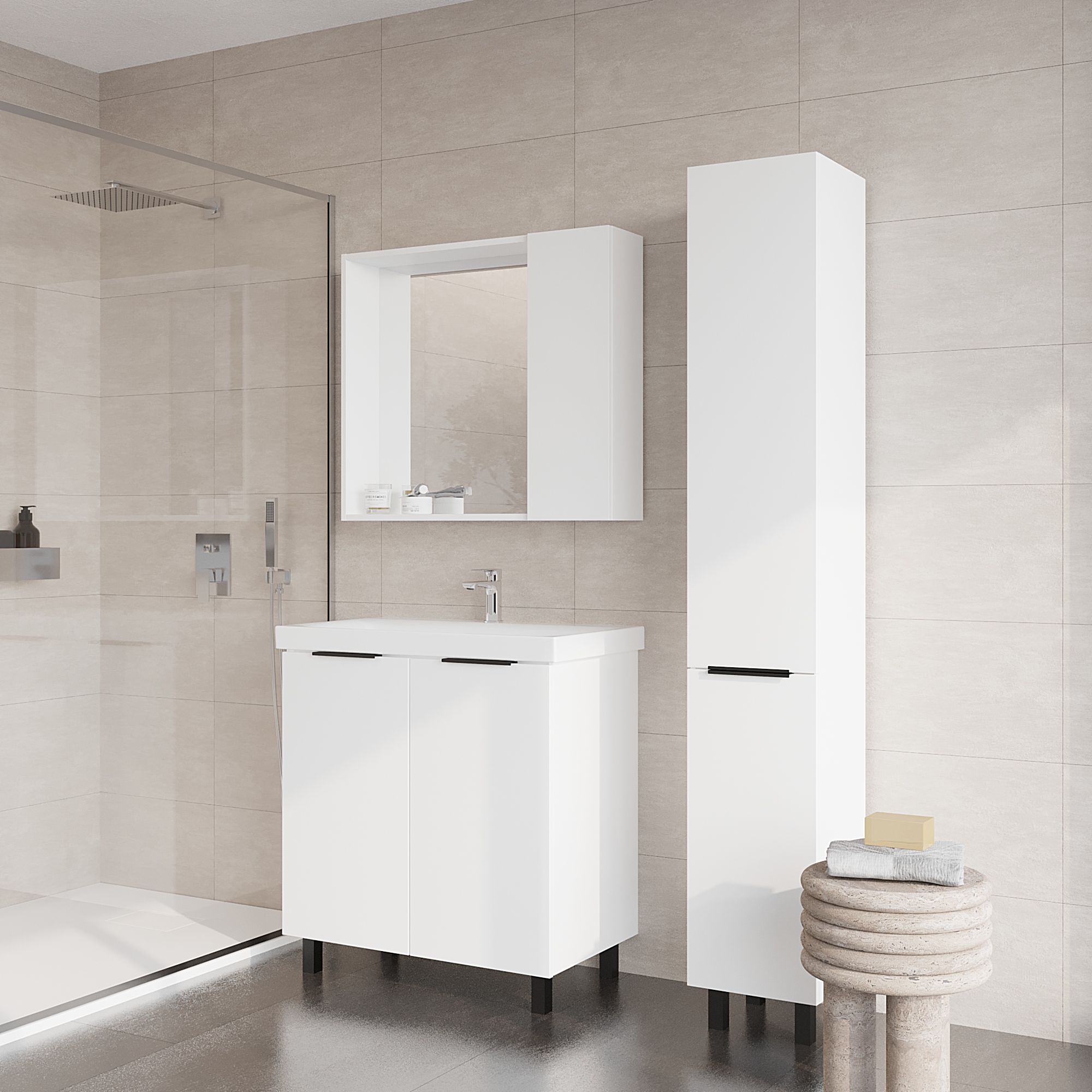 Шкаф-пенал VIANT БЕРЛИН 30 напольный белый (VBER300BEL-PEN)