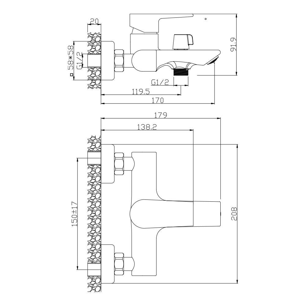Смеситель для ванны   BRIZ, BRI20-310