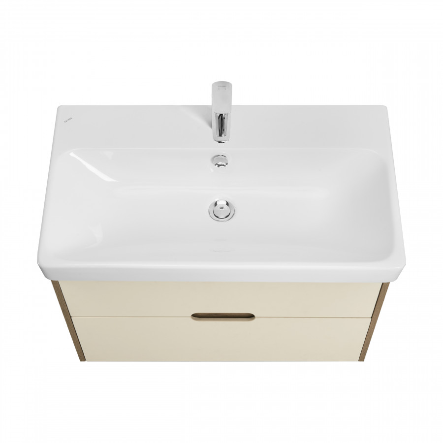 Тумба ОЛИВИЯ 80 подвесная, 2 ящ., бежевый/дуб веллингтон (под раковину АДРИАНА 80)