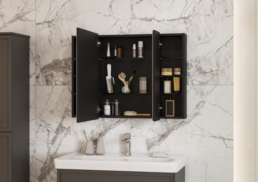 Зеркальный шкаф АР-ДЕКО 85,серый кобальт