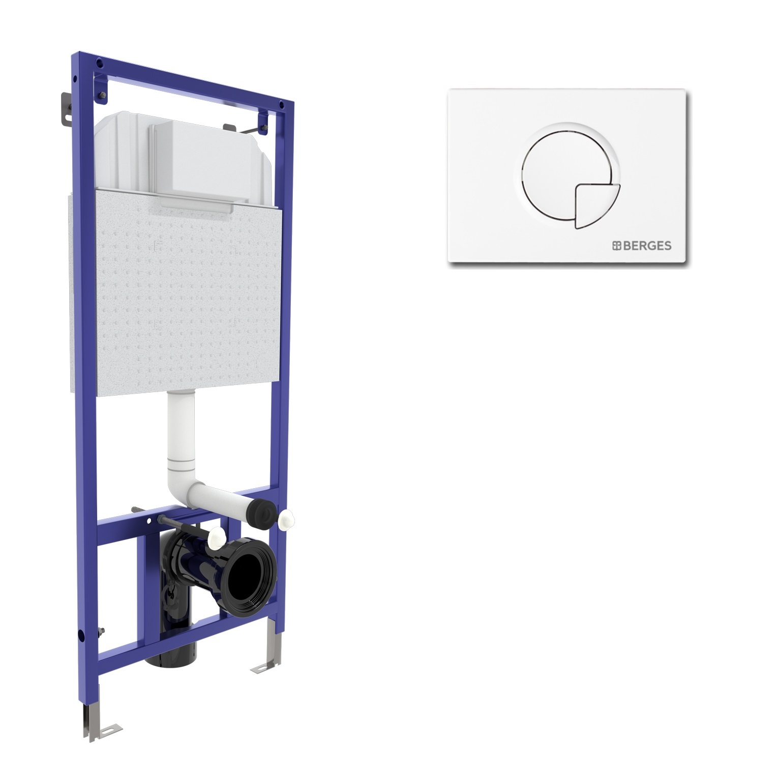 Инсталляция  для скрытого монтажа унитаза NOVUM кнопка R4 Soft Touch белая, BERGES