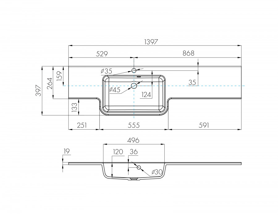 Раковина HOTEL B 140, левая, белая