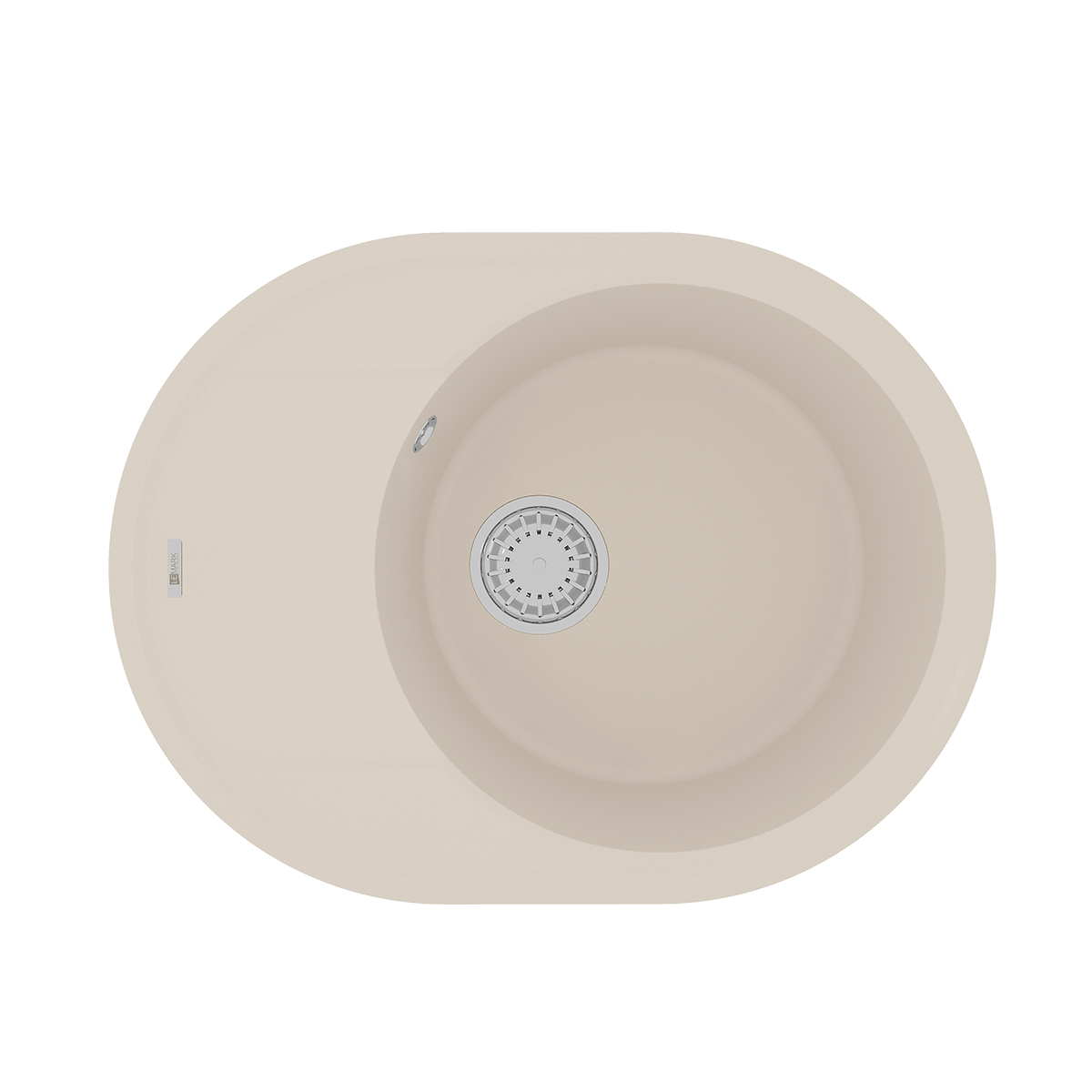 Кухонная мойка Lemark LACHA 620 врезная овальная с крылом из кварцгранита, Шампань 