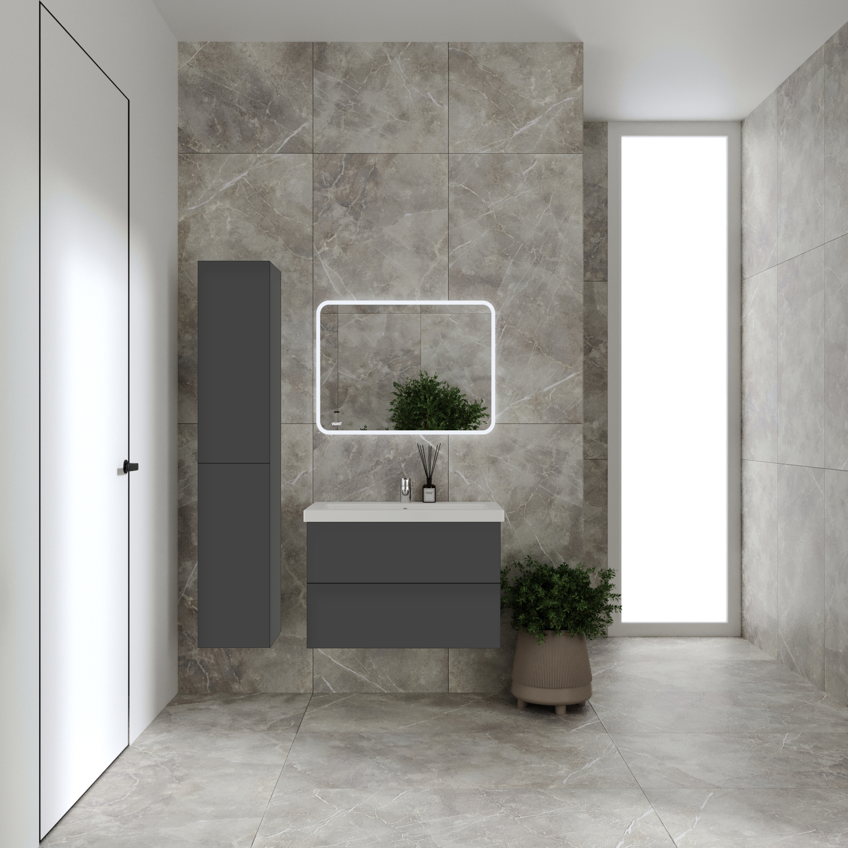 Шкаф-пенал VIANT СОФИЯ 30 подвесной графит (VSOF300G-PENR)