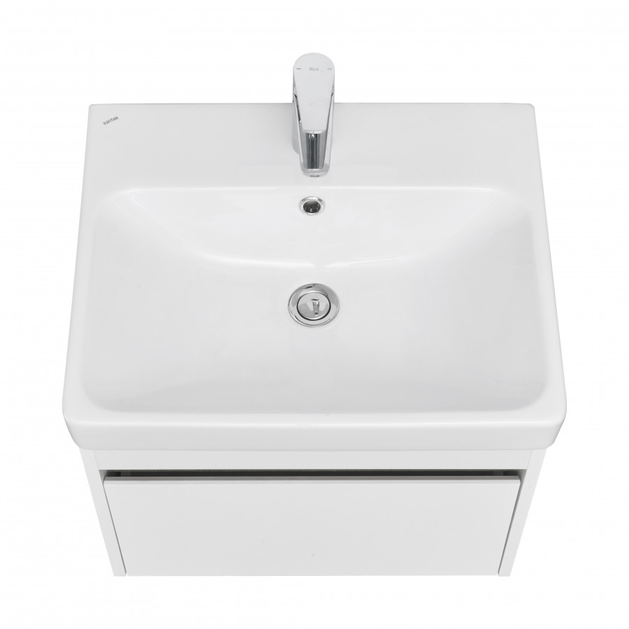 Тумба МАРТИ 55, подвесная, белая, ясень шимо (под раковину АДРИАНА 55)