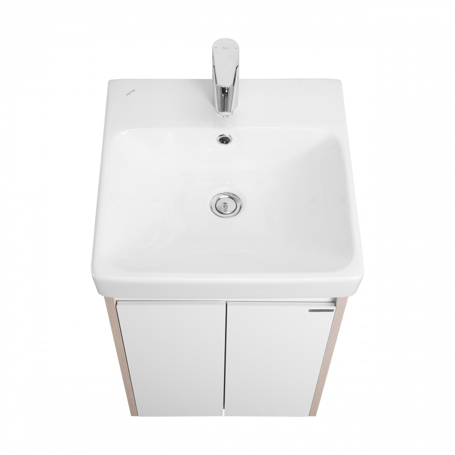 Тумба СКАНДИ DOORS 45, универс., 2 дв., белый глянец/дуб верона (под раковину АДРИАНА 45)