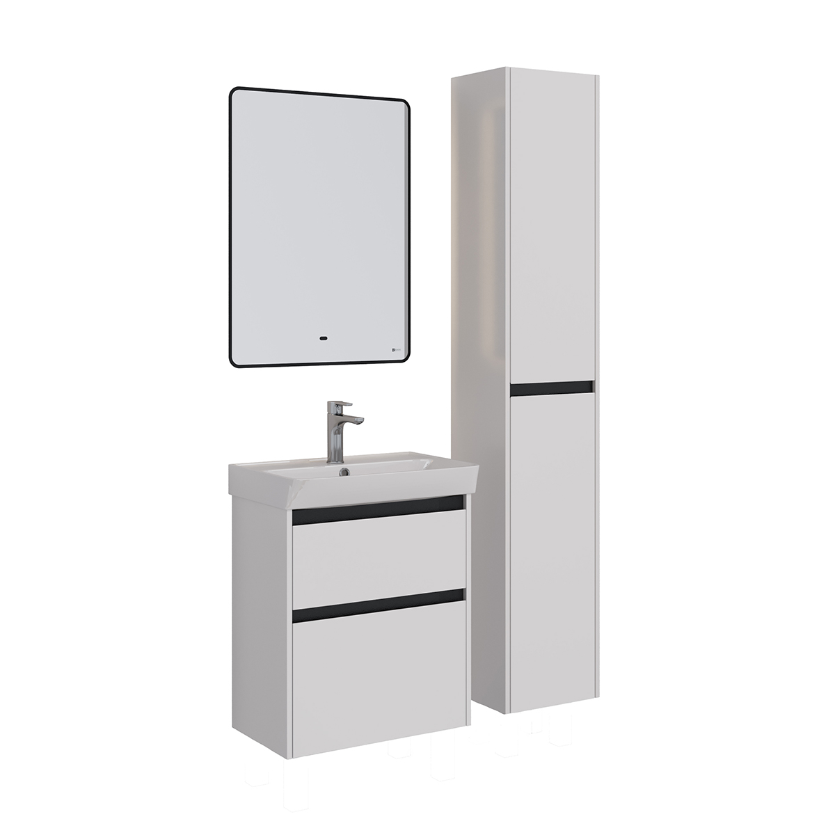 Пенал Lemark COMBI 35 см подвесной/напольный, 2-х дверный, открывание лев/прав, цвет планки: Чёрный,