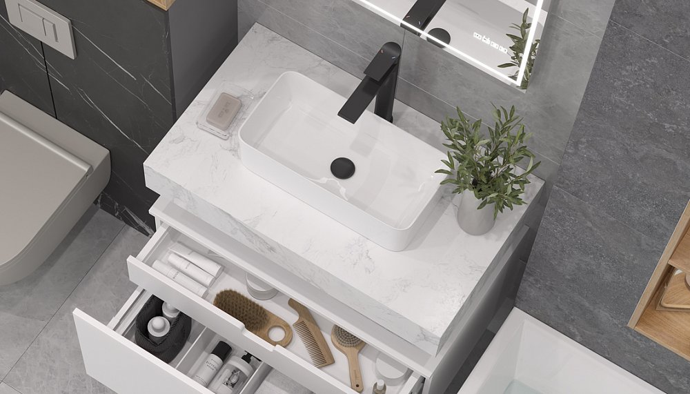 Столешница VELVEX Unit 80 белый мрамор