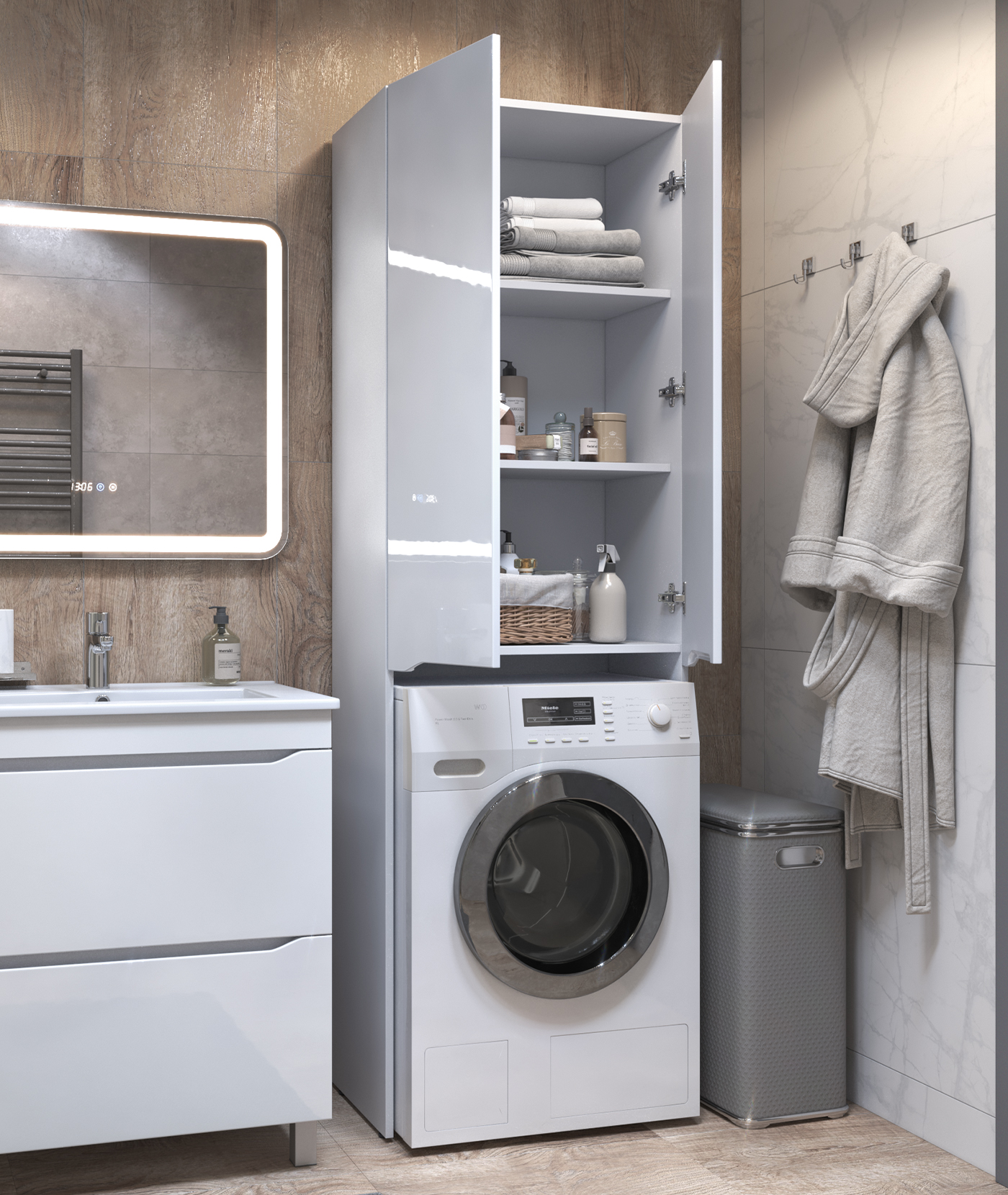 Шкаф для стиральной машины VIGO Grani 640 напольный белый (036)