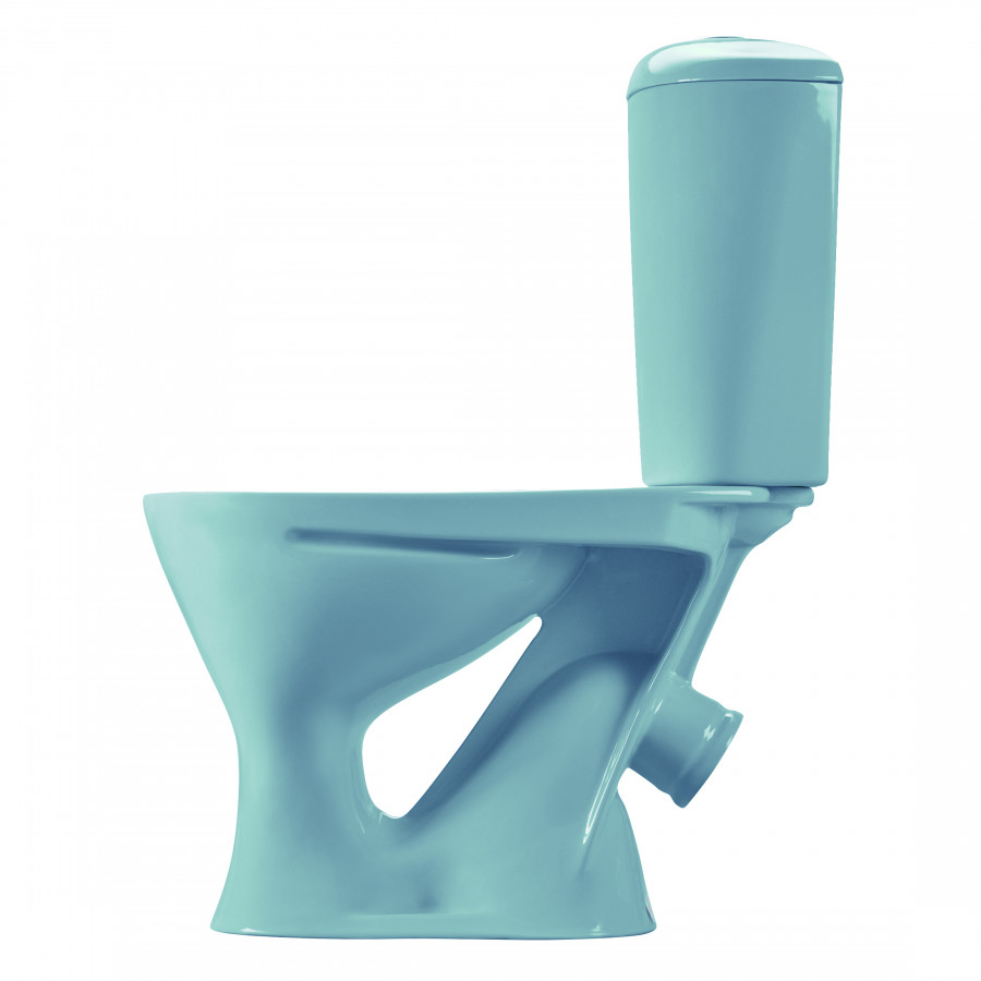 Унитаз-компакт "Версия" наклонный выпуск, с кнопочной арматурой и сиденьем, голубой  SANTERI