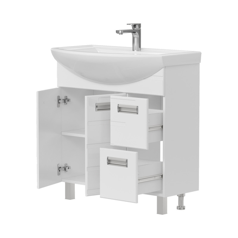 Тумба Joli 80, напольная, 1 дв., 2 ящ., белая (под раковину Балтика 80), VOLNA