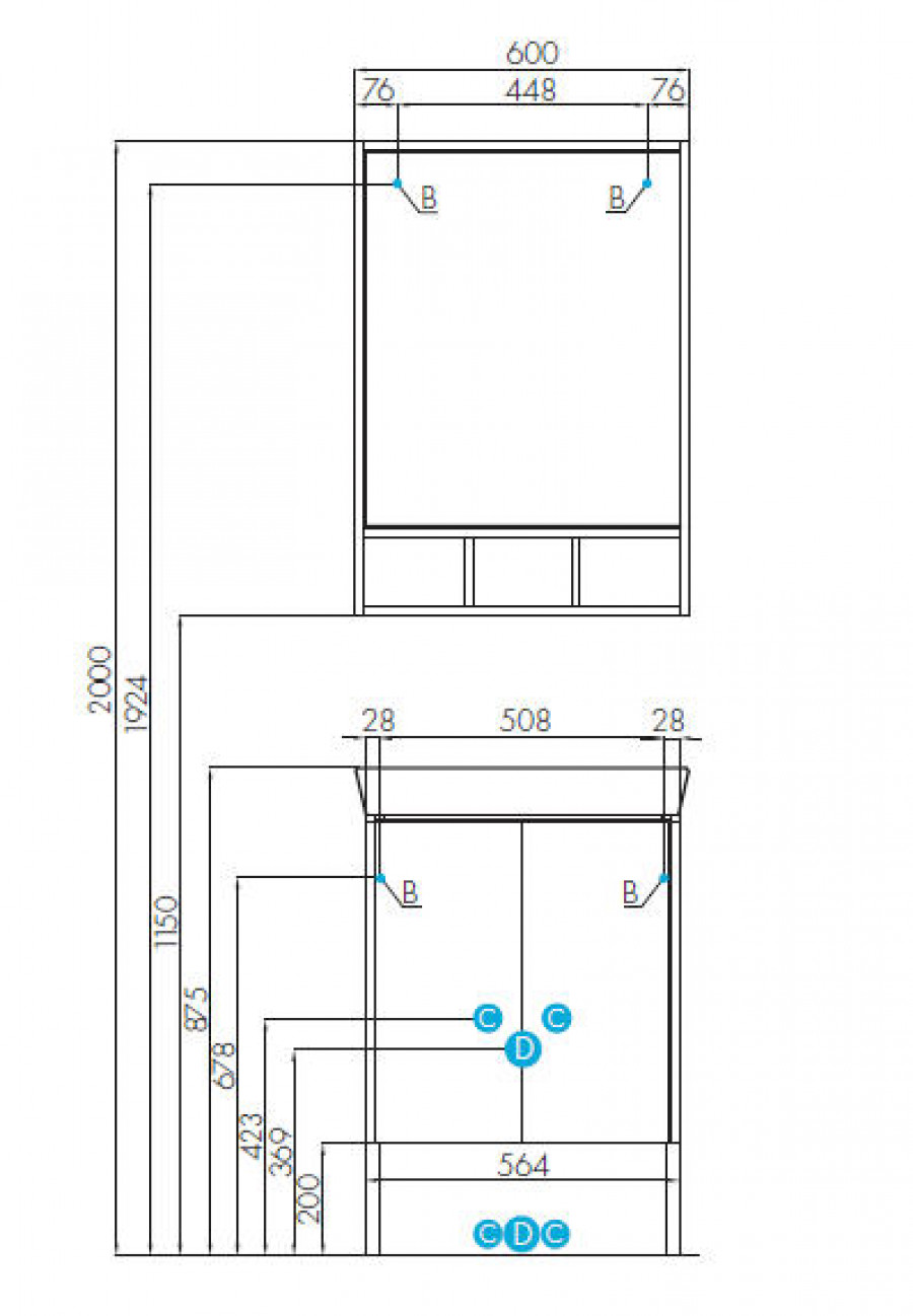 Зеркальный шкаф ЙОРК 60, белый, выбеленное дерево