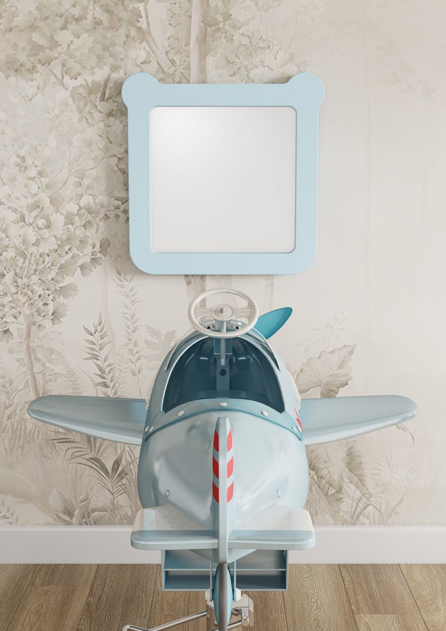 Зеркало КАСПЕР МИШКА, квадратное, голубой матовый