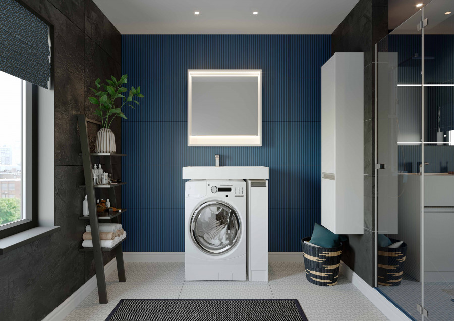 Шкаф-колонна ЛОНДРИ 34, подвесная, белая