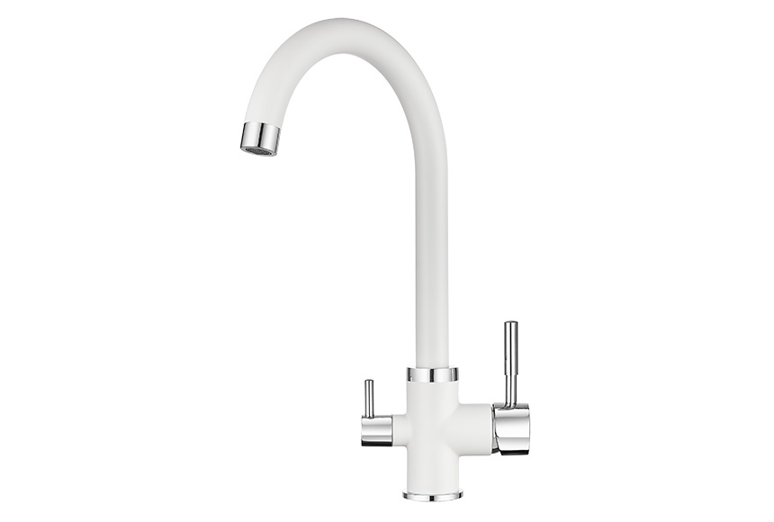 2168, АРКТИК Смеситель для кухни однорыч., с подкл. для питьевой воды, бел., GRANULA