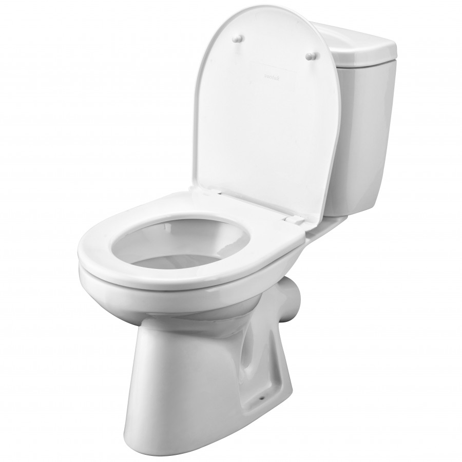 АНИМО Унитаз-компакт, косой выпуск, 2-х режимная арматура, сиденье дюропласт, метал крепеж. САНТЕК 