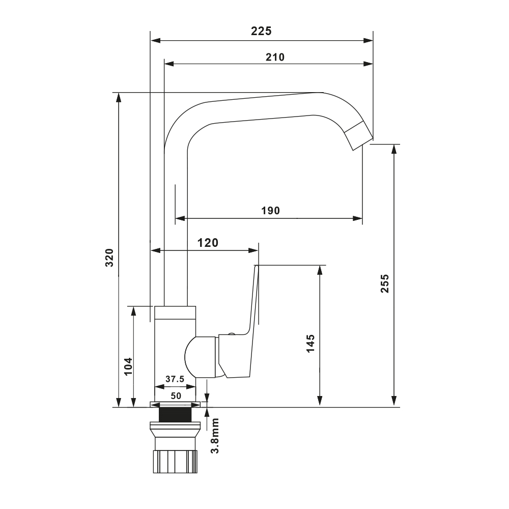 Смеситель для кухни черный NOVA, NOV03-150Black