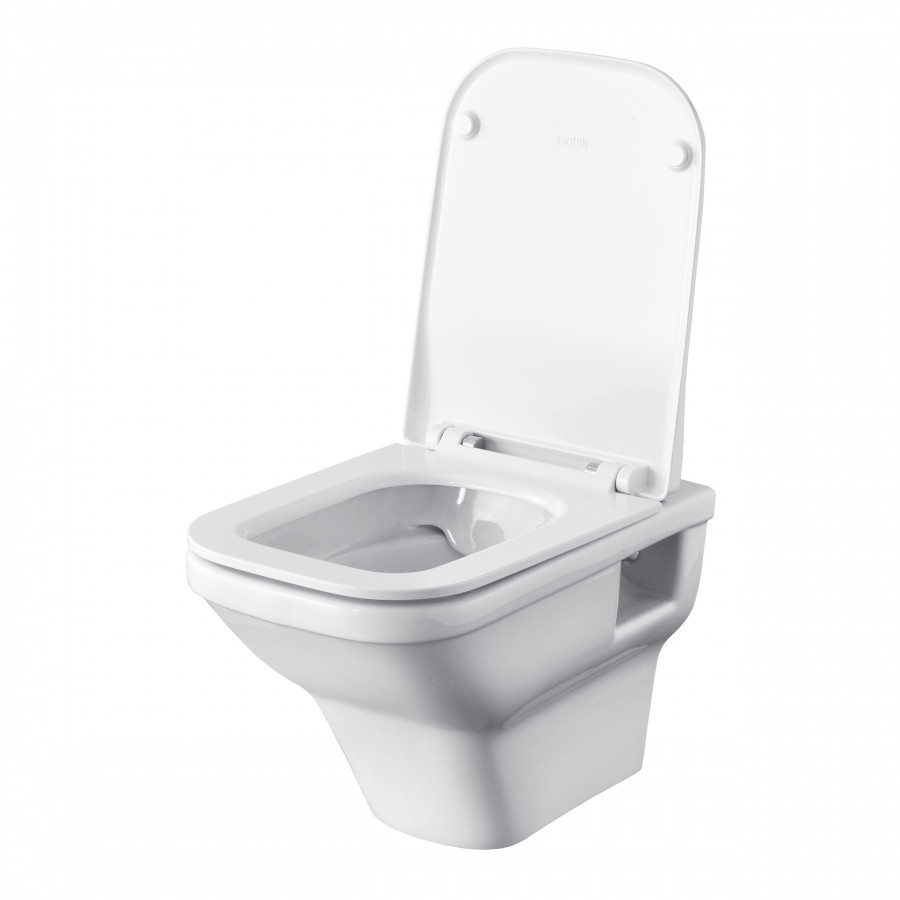 ПЭК ЛАЙН rimless  (подвес. безободковый унитаз с тонким сиденьем SC, инсталляция,панель черн, САНТЕК