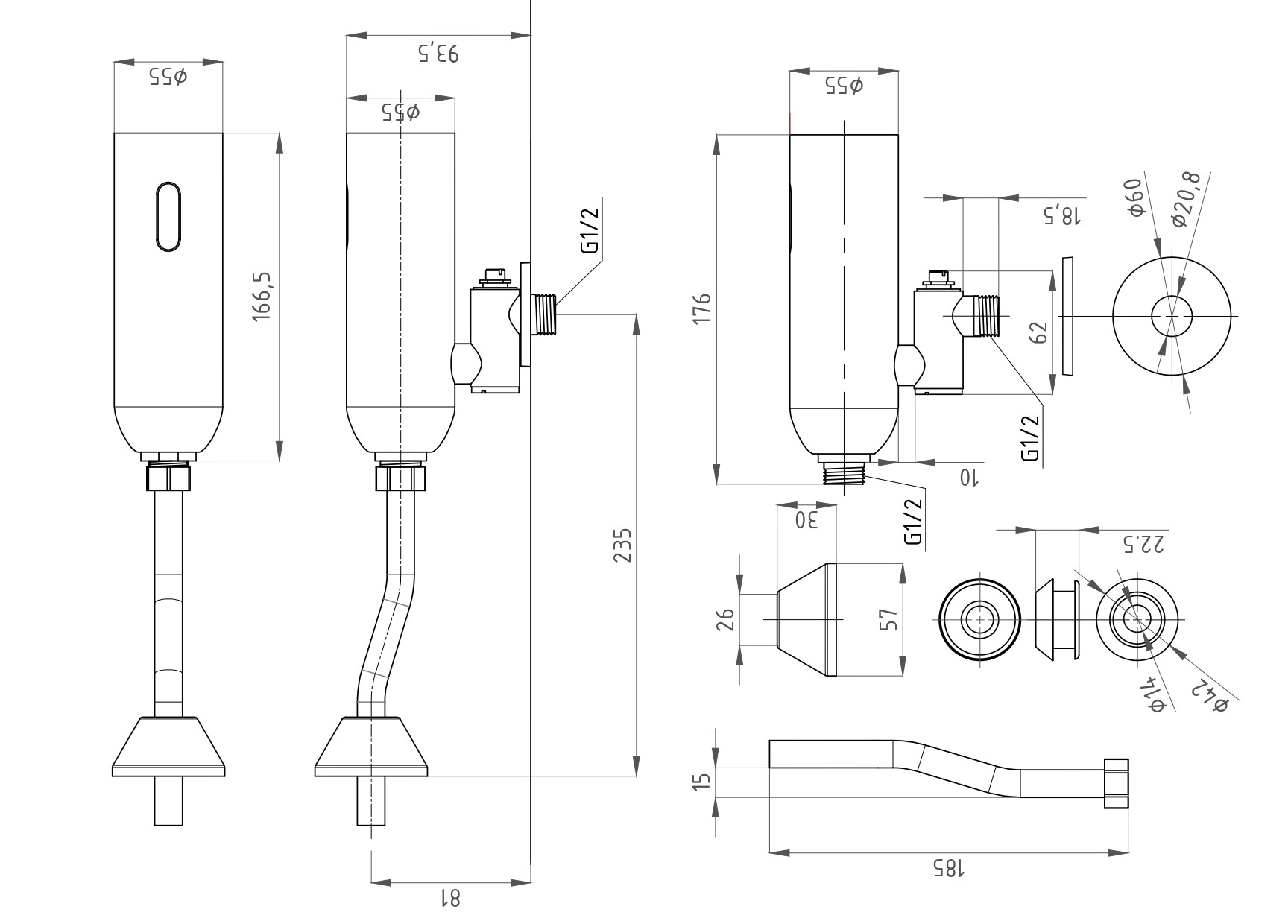 Кран для писуара сенсорный ПрофСан ПСМ-2521