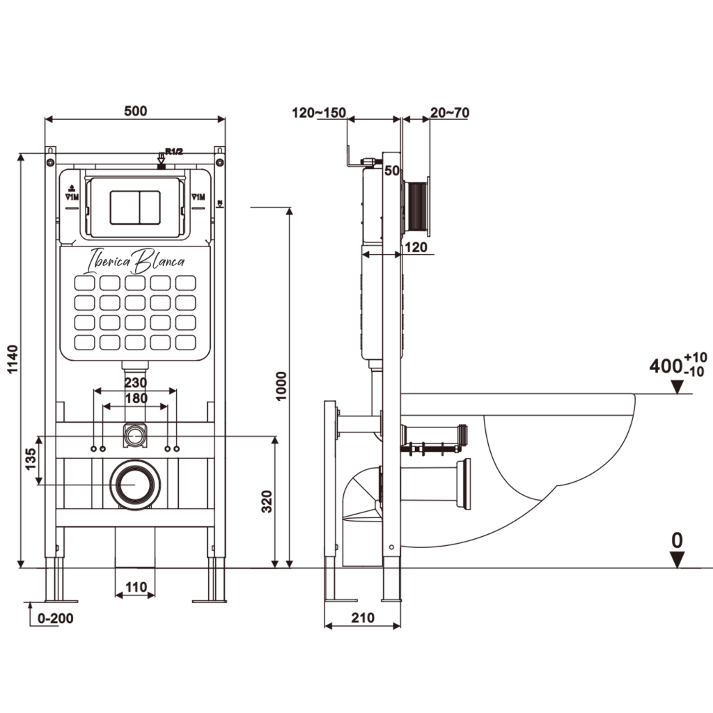 Инсталляция для подвесного унитаза IBERICA BLANCA SILENCIO LIBERO свободностоящая  (IB.002Lib)