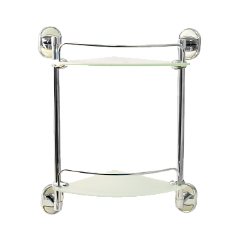 Полка стеклянная двухъярусная «Solinne», хром, стекло-сатин, Коллекция Element