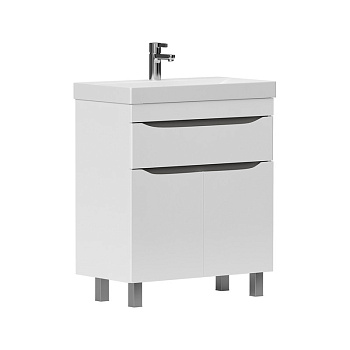 Тумба Lake 70, напольная, 2 дв., 1 ящ., белый/серый оникс (под раковину 9696-70), VOLNA