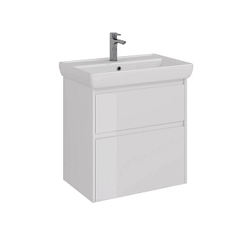 Тумба Lemark COMBI 70 см под 1 раковину, подвесная/напольная, 2 ящика, цвет корпуса, фасада: Белый г