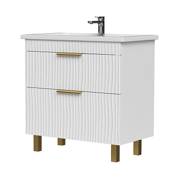 Тумба LottyGold 80, напольная, 2 ящ., белая (под раковину Фостер 80), VOLNA