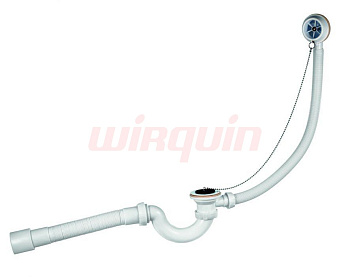 Слив-перелив для ванны S-образный с гофротрубой на 40* 40/50 мм, выпуск пластик, WIRQUIN