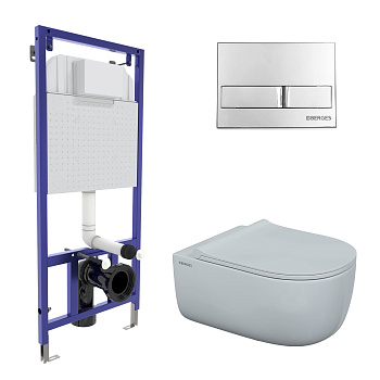 Комплект для монтажа  подвесного унитаза: инсталляция NOVUM525, кнопка L3 хром глянец, унитаз EGO XL