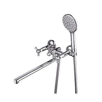 Contour Смеситель для ванны, плоск.пов.излив 300мм держ.на теле лейка, р/ДВ, хром, LM, LM7451C