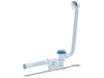 Сифон для ванны АНИ Пласт EC255GS 1 1/2 дюйма 40 клик-клак гиб с сеткой с переливом и гибкой трубой 40х50