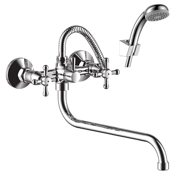 Y02 Смеситель для ванны, круг.пов.излив 310мм, р/ДВ, хром, ROS, Y02-82