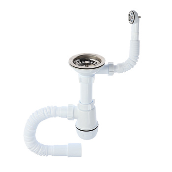 Сифон для мойки АНИ Пласт Грот A0142SA15 3 1/2 дюйма 40 с гибким переливом и гибкой трубой 40х40/50