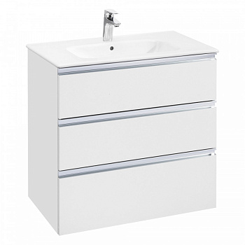 GAP Тумба под раковину GAP 80, белый глянец, 3 ящ., ROCA