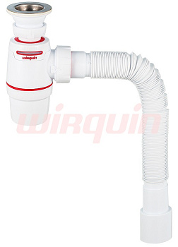 СифонWIRQUIN, WIRQUIN NEO AIR с выпуском 1¼ х 40 мм и гофротрубой L800 мм, 40 х 40/50 мм, WIRQUIN